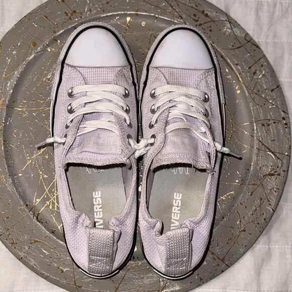 Converse 7 Women’s White Textured Canvas Slip On Lace up Skateboard Shoes Sneaks - Picture 10 of 12